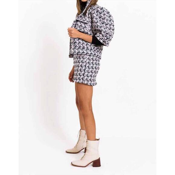 NEW CHRISTY LYNN jocelyn mini skirt in pink tweed - Picture 4 of 4